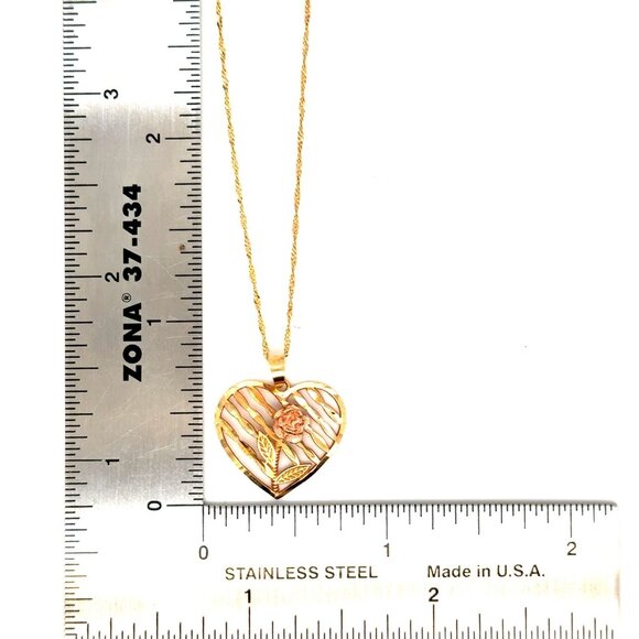 10K Gold Heart/Rose Necklace - Picture 4 of 6